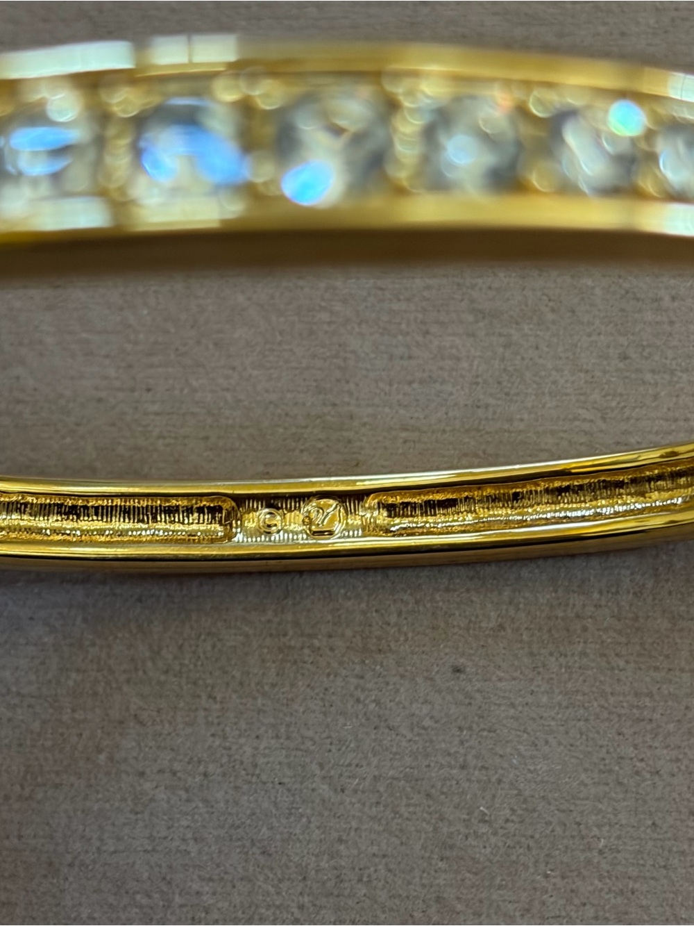 Swarovski Gold White Crystal Hinged Bangle Bracelet - Picture 4 of 6